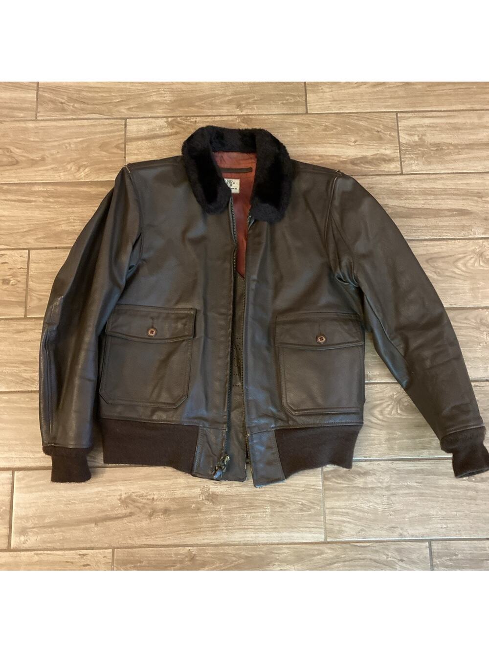 VTG Military Leather Jacket Flyers Mens 42 Brown USN G-1 MIL-J-7823E(AS) Cooper